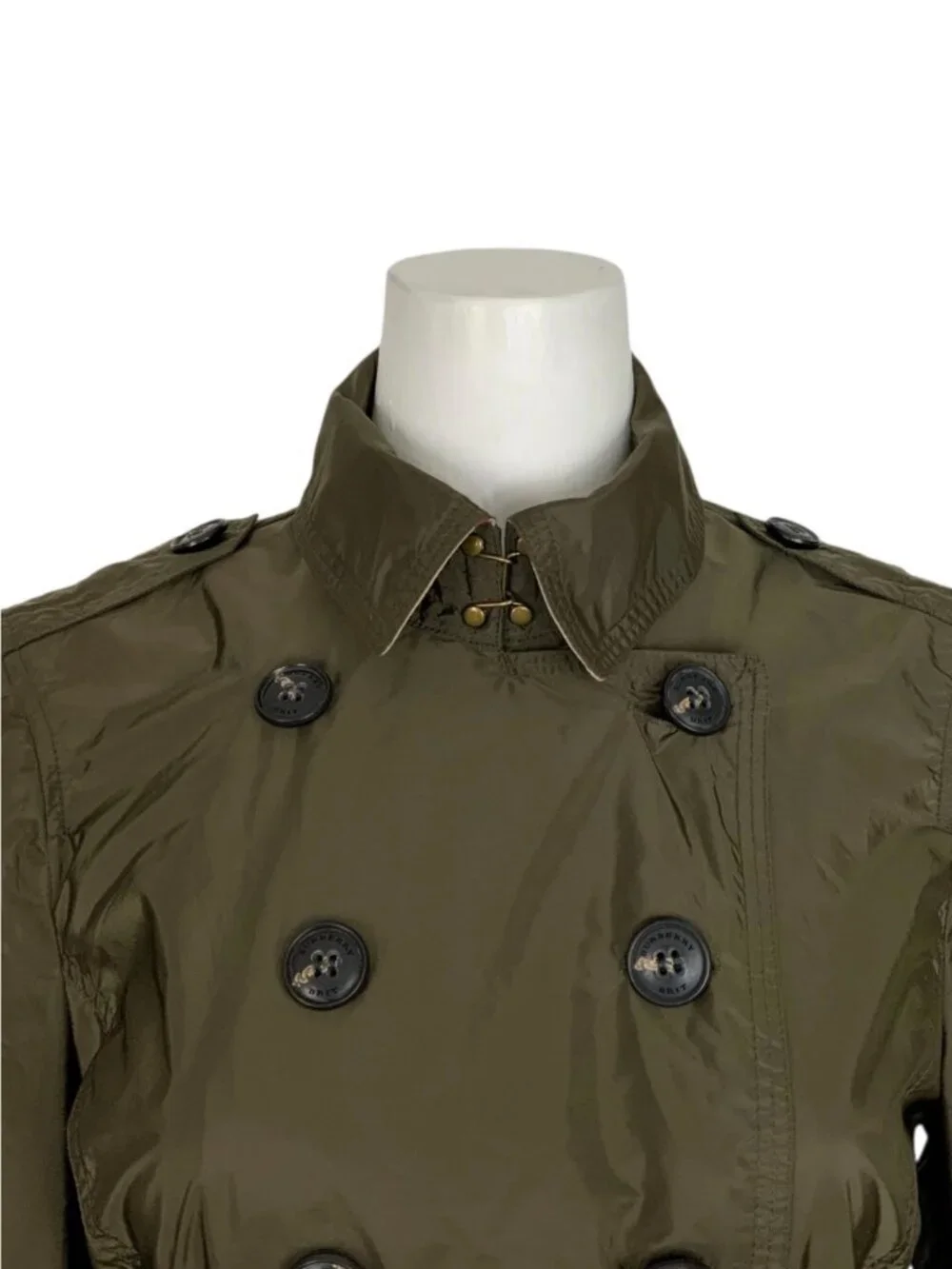 Burberry Brit Double Breasted Trench Coat Jacket US 8 Green - Picture 13 of 16